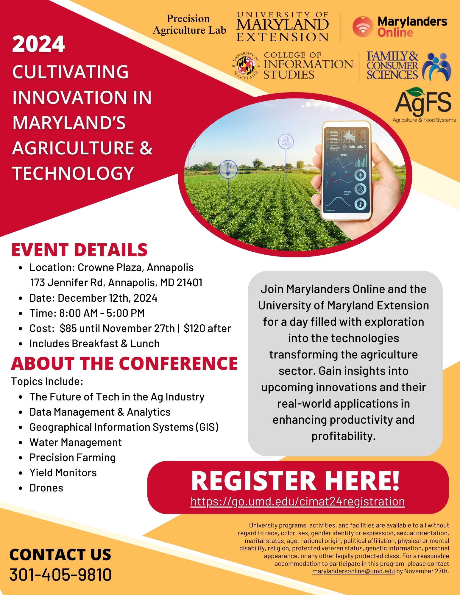 2024 Cultivating Innovation in Maryland’s Agriculture and Technology Conference Flyer