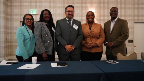 From left to right: Natalie Burke, Amy Gyau-Moyer,  Juan Jose (JJ) Ortuno Reintsch, Delegate Shaneka Henson, and Michael Dickson.