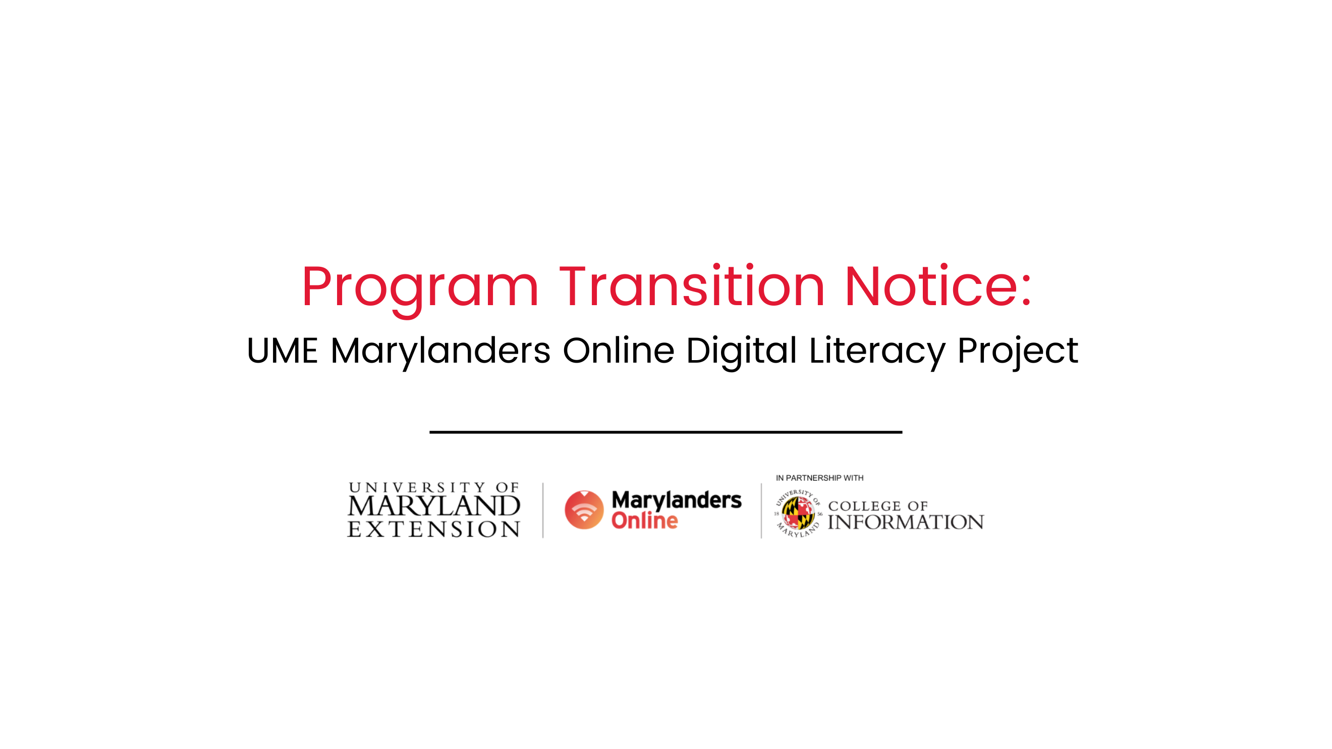 Program Transition Notice Graphic Text header