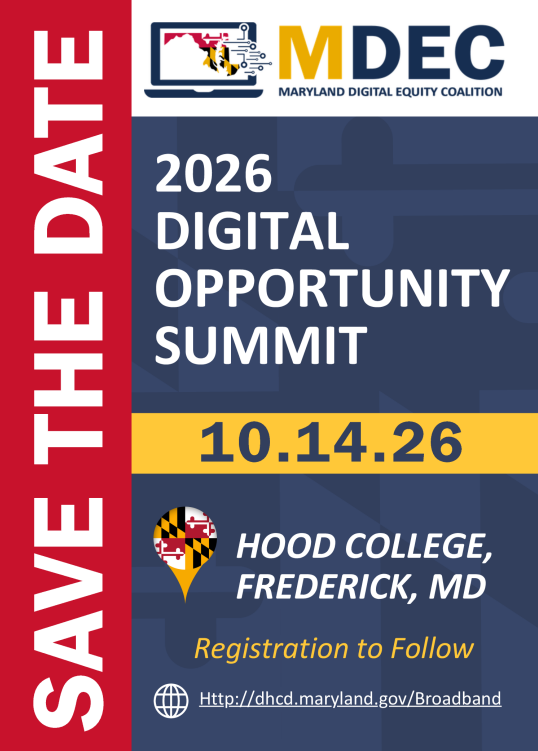 Save the date flyer for the 2026 Digital Opportunity Summit on October 14, 2026, at Hood College in Frederick, Maryland.
