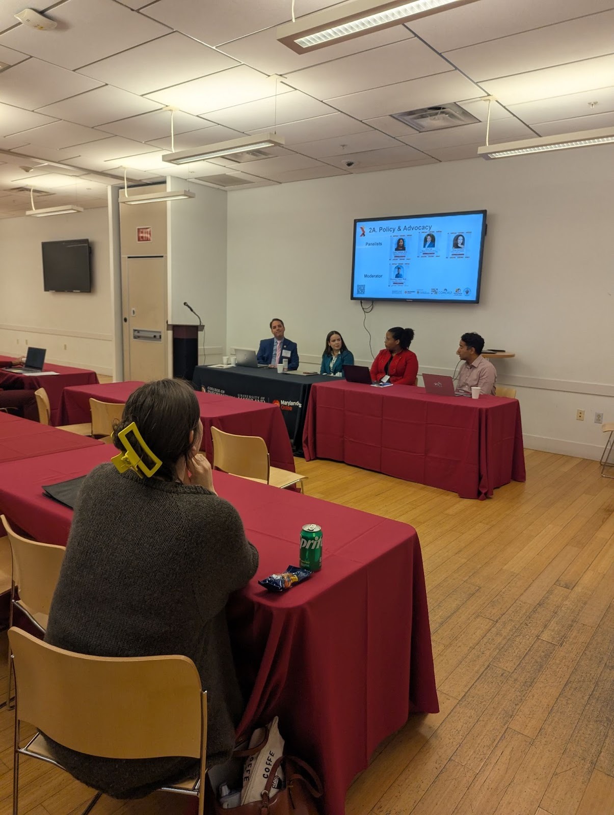 Pictured: Community Engagement Breakout Panel, left to right: Ken Oldham, Chief Executive Officer, United Way of Frederick County; William Hegwood, M.S., Lead Career Coach, Rapid Rehousing Vocational Program,  CareerCatchers, Inc.; Reverend Dr. Alfred Bailey II,  Minister of Mission and Outreach, New Psalmist Baptist Church; Julie Slivka, Communications Manager, University of Maryland Extension Digital Literacy Project